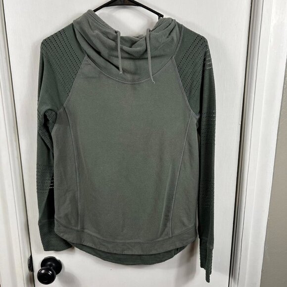 Athleta gray green perforated long sleeve hoodie.  Size XXS - Picture 1 of 9